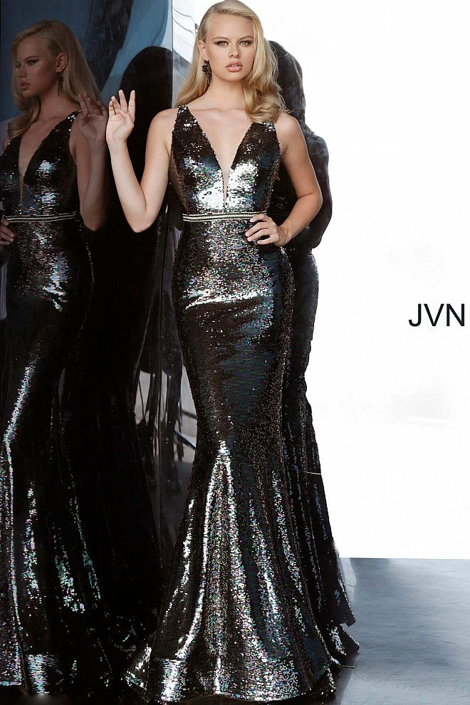 In Stock Jovani JVN02721 Size 8, 12 Long Fitted Multi Sequin Prom Dress Mermaid Pageant Gown 6 In Stock Jovani JVN02721 Size 8, 12 Long Fitted Multi Sequin Prom Dress Mermaid Pageant Gown