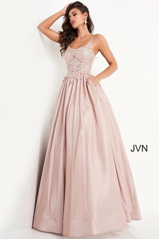 JVN By Jovani Jovani JVN 03038 Sheer Lace Bodice Shimmer Iridescent Prom Dress Ball Gown Ballgown Dresses 5 JVN By Jovani Jovani JVN 03038 Sheer Lace Bodice Shimmer Iridescent Prom Dress Ball Gown Ballgown Dresses