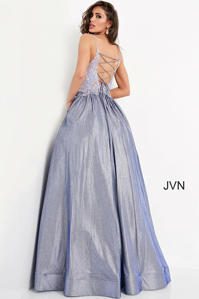 JVN By Jovani Jovani JVN 03038 Sheer Lace Bodice Shimmer Iridescent Prom Dress Ball Gown Ballgown Dresses 7 JVN By Jovani Jovani JVN 03038 Sheer Lace Bodice Shimmer Iridescent Prom Dress Ball Gown Ballgown Dresses