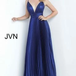 Discontinued Jovani JVN03061 Plunging Neckline Pleated Prom Dress Pageant Gown Evening Dress Ballgown Dresses