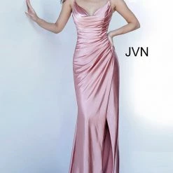 In Stock Jovani JVN03104 Size 2 HOT PINK Ruched Satin Prom Dress Evening Gown Cowl Neck Gown 14 In Stock Jovani JVN03104 Size 2 HOT PINK Ruched Satin Prom Dress Evening Gown Cowl Neck Gown