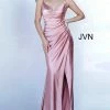 JVN By Jovani Jovani JVN03104 Long Fitted Ruched Satin Prom Dress Evening Gown Cowl Neck Gown 2 JVN By Jovani Jovani JVN03104 Long Fitted Ruched Satin Prom Dress Evening Gown Cowl Neck Gown