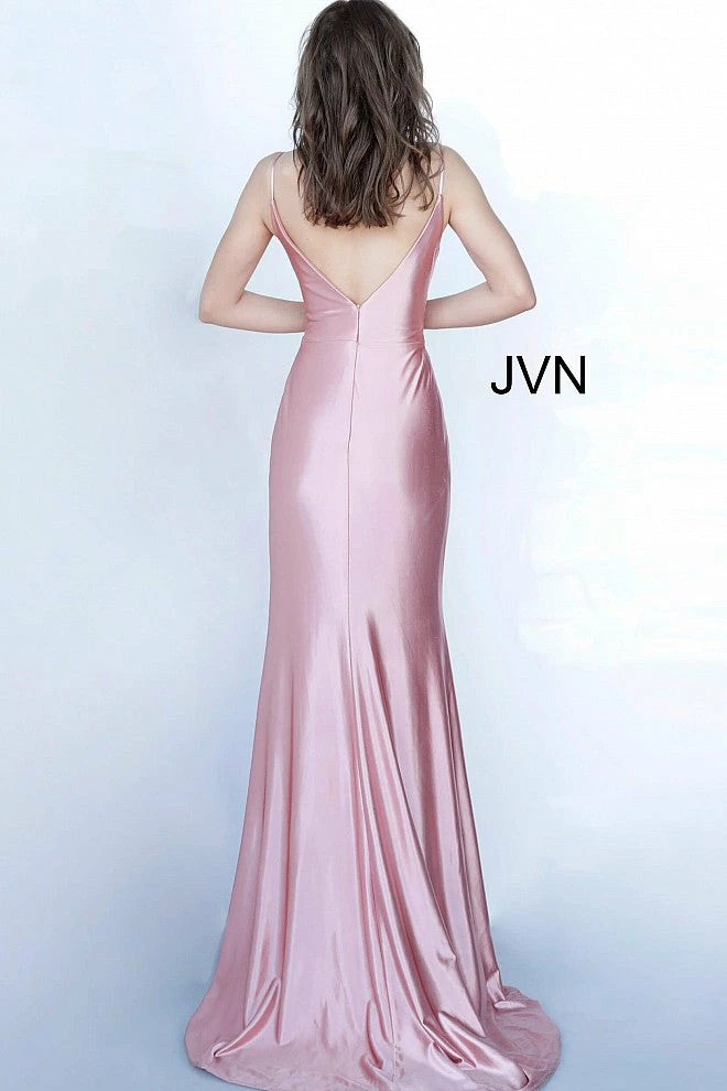 JVN By Jovani Jovani JVN03104 Ruched Satin Prom Dress Evening Gown Cowl Neck Gown Backless Dresses 6 JVN By Jovani Jovani JVN03104 Ruched Satin Prom Dress Evening Gown Cowl Neck Gown Backless Dresses