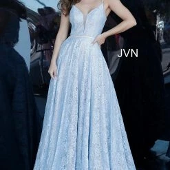 In Stock Jovani JVN03111 Size 14 Red Metallic Lace Prom Dress Wedding A Line Evening Gown JVN 03111 Ballgown Dresses