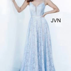 In Stock Jovani JVN03111 Size 6 Ivory Metallic Lace Prom Dress Wedding A Line Evening Gown JVN 03111 Ballgown Dresses