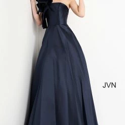 JVN By Jovani Jovani JVN03143 One Shoulder Ruffle Ball Gown Prom Dress Evening Gown Straight Neckline Ballgown Dresses