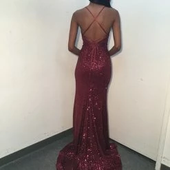 Discontinued Jovani JVN03172 Ruched Sequin V Neck Tie Back Prom Dress Evening Gown Corset Dresses