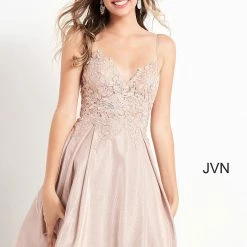 JVN By Jovani Jovani JVN04010 Short Fit And Flare Shimmer Cocktail Dress Homecoming Dress Sheer