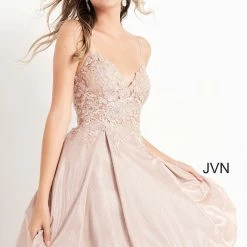 JVN By Jovani Jovani JVN04010 Short Fit And Flare Shimmer Cocktail Dress Homecoming Dress Sheer