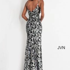 In Stock Jovani JVN 04072 Size 10 Long Fitted Black Sequin Velvet Prom Dress Slit Sheer Panel V Neck 7 In Stock Jovani JVN 04072 Size 10 Long Fitted Black Sequin Velvet Prom Dress Slit Sheer Panel V Neck