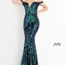JVN By Jovani Jovani JVN04515 Long Fitted Sequin Prom Dress Off The Shoulder Mermaid Pageant 12 JVN By Jovani Jovani JVN04515 Long Fitted Sequin Prom Dress Off The Shoulder Mermaid Pageant
