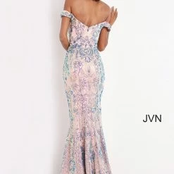 JVN By Jovani Jovani JVN04515 Long Fitted Sequin Prom Dress Off The Shoulder Mermaid Pageant 15 JVN By Jovani Jovani JVN04515 Long Fitted Sequin Prom Dress Off The Shoulder Mermaid Pageant