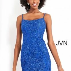 JVN By Jovani Jovani JVN04521 Short Embellished Lace Cocktail Dress Formal Scoop Neck Scallop