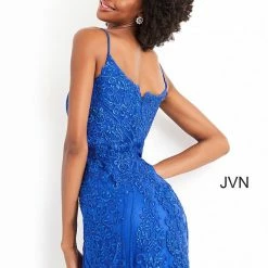 JVN By Jovani Jovani JVN04521 Short Embellished Lace Cocktail Dress Formal Scoop Neck Scallop