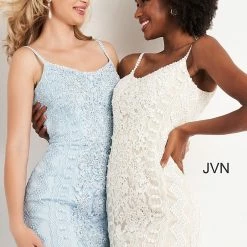 JVN By Jovani Jovani JVN04527 Short Fitted Lace Cocktail Dress Formal Embellished Gown 26 JVN By Jovani Jovani JVN04527 Short Fitted Lace Cocktail Dress Formal Embellished Gown