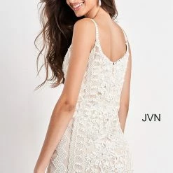 JVN By Jovani Jovani JVN04527 Short Fitted Lace Cocktail Dress Formal Embellished Gown 27 JVN By Jovani Jovani JVN04527 Short Fitted Lace Cocktail Dress Formal Embellished Gown