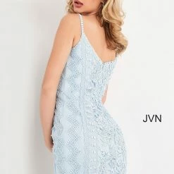 JVN By Jovani Jovani JVN04527 Short Fitted Lace Cocktail Dress Formal Embellished Gown 28 JVN By Jovani Jovani JVN04527 Short Fitted Lace Cocktail Dress Formal Embellished Gown