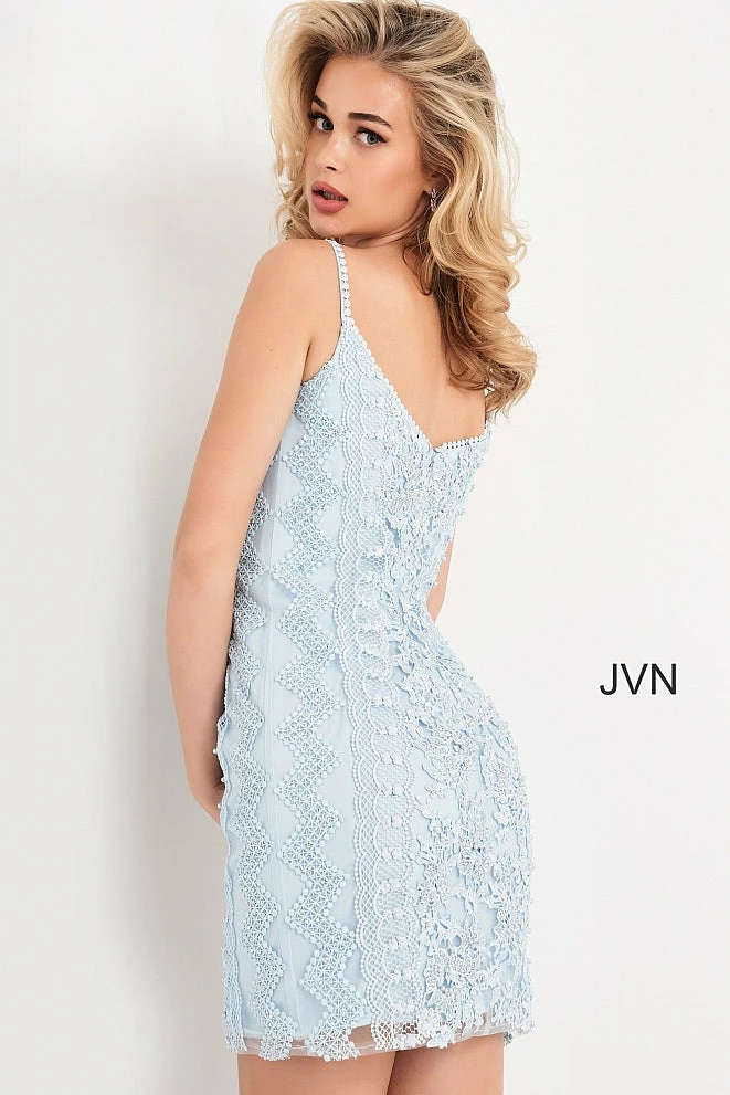 JVN By Jovani Jovani JVN04527 Short Fitted Lace Cocktail Dress Formal Embellished Gown 15 JVN By Jovani Jovani JVN04527 Short Fitted Lace Cocktail Dress Formal Embellished Gown
