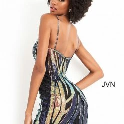 JVN By Jovani Jovani JVN04548 Short Multi Sequin Fitted Cocktail Dress Homecoming Dress Sequin Dresses 12 JVN By Jovani Jovani JVN04548 Short Multi Sequin Fitted Cocktail Dress Homecoming Dress Sequin Dresses