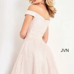 JVN By Jovani Jovani JVN04639 Short Off The Shoulder Homecoming Dress Cocktail Dress
