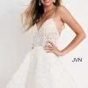 JVN By Jovani Backless Dresses Jovani JVN04709 Embroidered Lace Short Fit And Flare Cocktail Dress Homecoming Dress