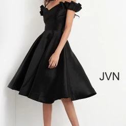 JVN By Jovani Jovani JVN04718 Knee Length Mikado Ruffle Cocktail Dress Pockets Short Gown 7 JVN By Jovani Jovani JVN04718 Knee Length Mikado Ruffle Cocktail Dress Pockets Short Gown