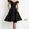 JVN By Jovani Jovani JVN04718 Knee Length Mikado Ruffle Cocktail Dress Pockets Short Gown