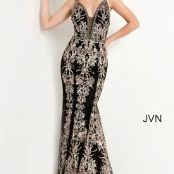 JVN By Jovani Jovani JVN04789 Long Fitted Mermaid Sequin Prom Dress Pageant Open Back Sexy