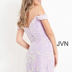 In Stock Jovani JVN05251 Size 2 Black Multi Short Fitted Sequin Off The Shoulder Cocktail Dress JVN 05251