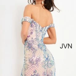 JVN By Jovani Sequin Dresses Jovani JVN05251 Short Fitted Sequin Off The Shoulder Cocktail Dress JVN 05251 23 JVN By Jovani Sequin Dresses Jovani JVN05251 Short Fitted Sequin Off The Shoulder Cocktail Dress JVN 05251