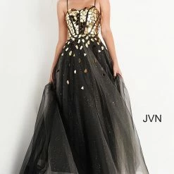 JVN By Jovani Ballgown Dresses Jovani JVN05737 Cut Glass A Line Prom Dress Evening Gown Sweetheart Neckline Corset