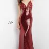 JVN By Jovani Jovani JVN05803 Long Fitted Navy Sequin Prom Dress V Neck Evening Gown Backless Dresses