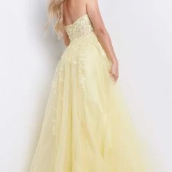 JVN By Jovani Jovani JVN05811 Prom Dress Strapless Sweetheart Neckline Embroidered Lace Maxi Slit