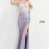 JVN By Jovani Jovani JVN06454 Long Fitted Sheer Lilac Shimmering Prom Dress Floral Lace Slit