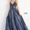 JVN By Jovani Jovani JVN06465 Long Shimmer Ballgown Sheer Lace Prom Dress Formal Gown Ballgown Dresses