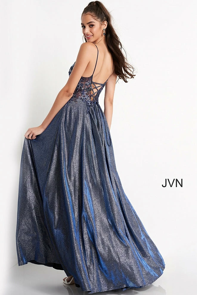 JVN By Jovani Jovani JVN06465 Long Shimmer Ballgown Sheer Lace Prom Dress Formal Gown Ballgown Dresses 4 JVN By Jovani Jovani JVN06465 Long Shimmer Ballgown Sheer Lace Prom Dress Formal Gown Ballgown Dresses