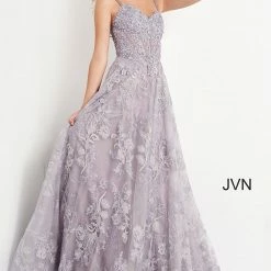 JVN By Jovani Jovani JVN06474 Long Lace A Line Ballgown Prom Dress Glitter Corset Formal Gown