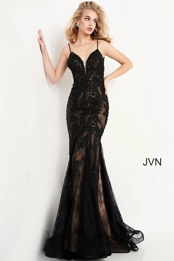 In Stock Mermaid Dresses Jovani JVN06475 Size 6, 12 Long Fitted Lace Mermaid Prom Dress Sheer Corset Backless Gown 6 In Stock Mermaid Dresses Jovani JVN06475 Size 6, 12 Long Fitted Lace Mermaid Prom Dress Sheer Corset Backless Gown