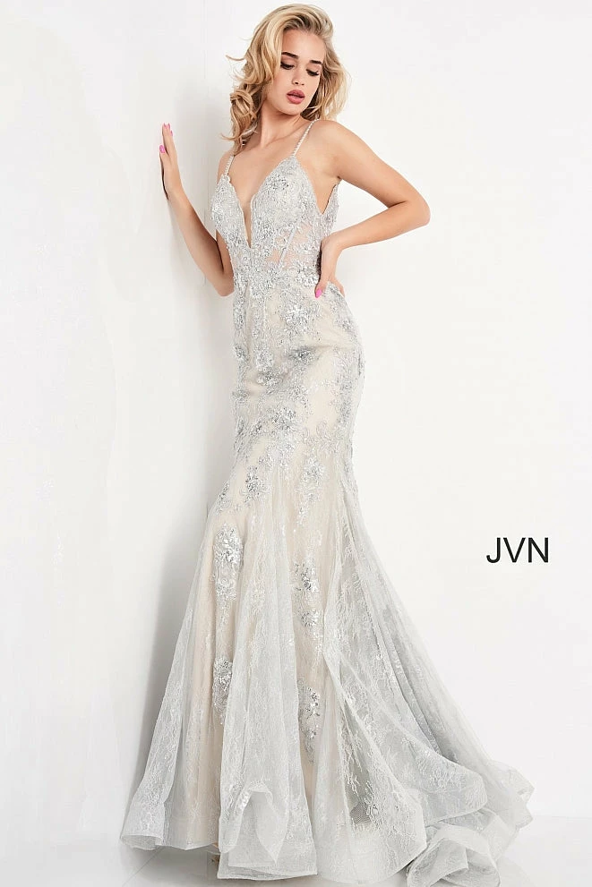 In Stock Mermaid Dresses Jovani JVN06475 Size 6, 12 Long Fitted Lace Mermaid Prom Dress Sheer Corset Backless Gown 7 In Stock Mermaid Dresses Jovani JVN06475 Size 6, 12 Long Fitted Lace Mermaid Prom Dress Sheer Corset Backless Gown