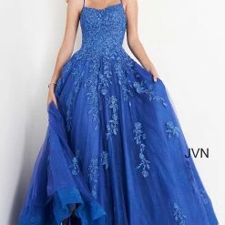 JVN By Jovani Jovani JVN06644 Long Lace Ballgown Prom Dress Corset Sheer Pageant Gown