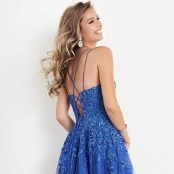 JVN By Jovani Jovani JVN06644 Long Lace Ballgown Prom Dress Corset Sheer Pageant Gown