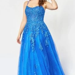 JVN By Jovani Jovani JVN06644 Long Lace Ballgown Prom Dress Corset Sheer Pageant Gown