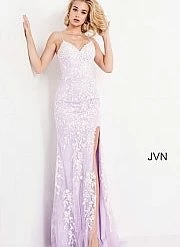 JVN By Jovani Backless Dresses Jovani JVN06660 Lace V Neckline Prom Dress Formal Gown Backless