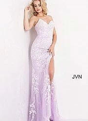JVN By Jovani Backless Dresses Jovani JVN06660 Lace V Neckline Prom Dress Formal Gown Backless