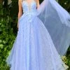 JVN By Jovani JVN07252 Periwinkle Prom Dress Floral Appliques A Line Sequin Skirt Ballgown 07252