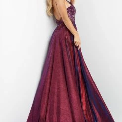 In Stock Jovani JVN07379 Size 12 Long Fitted Prom Pageant Gown Overskirt Shimmer Sequin Lace Gown Ballgown Dresses