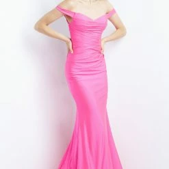 JVN By Jovani JVN07639 Prom Dress Features Off The Shoulder Bodice With Sweetheart Neckline Ruching