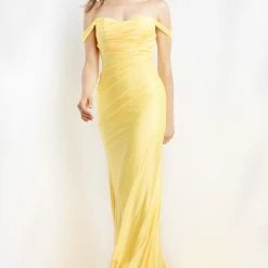 JVN By Jovani JVN07639 Prom Dress Features Off The Shoulder Bodice With Sweetheart Neckline Ruching