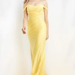 JVN By Jovani JVN07639 Prom Dress Features Off The Shoulder Bodice With Sweetheart Neckline Ruching