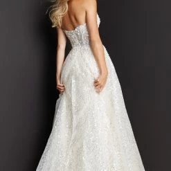 JVN By Jovani JVN08417 Lace Prom Dress Strapless Sweetheart Neckline Corset Bodice A Line Ballgown Dresses